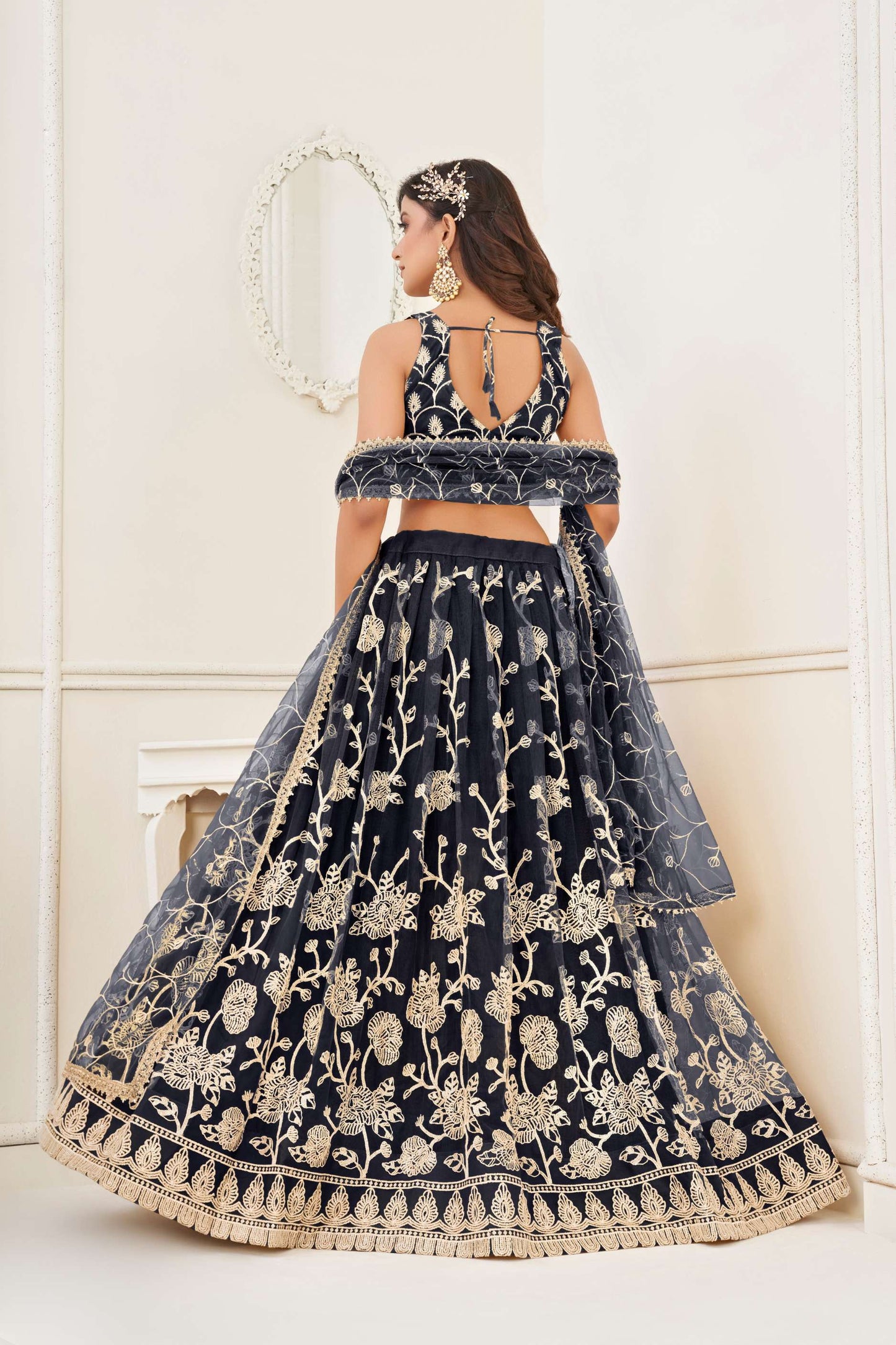 Black Sequins Embroidered Lehenga Choli