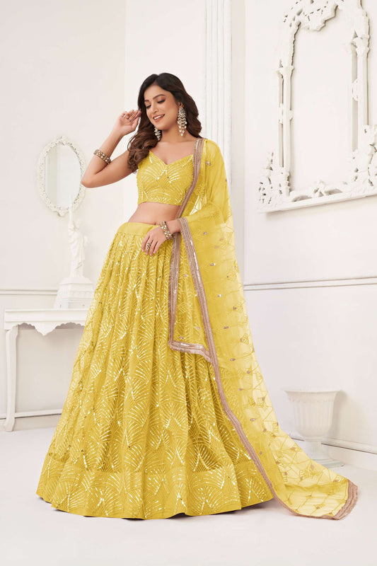 Yellow Emroidered Lehenga Choli