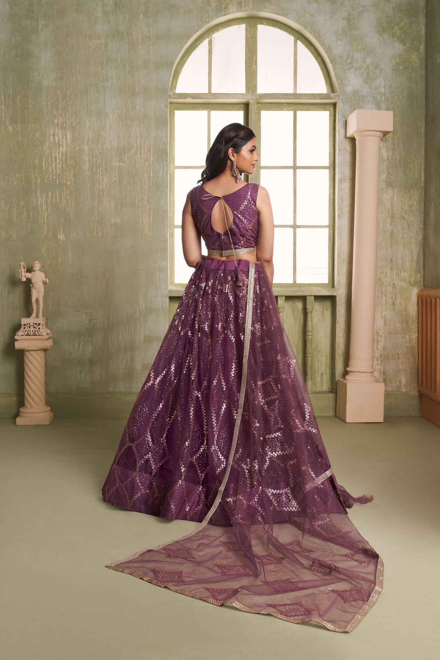 Purple (Deep Wine) Embroidered lehenga Choli