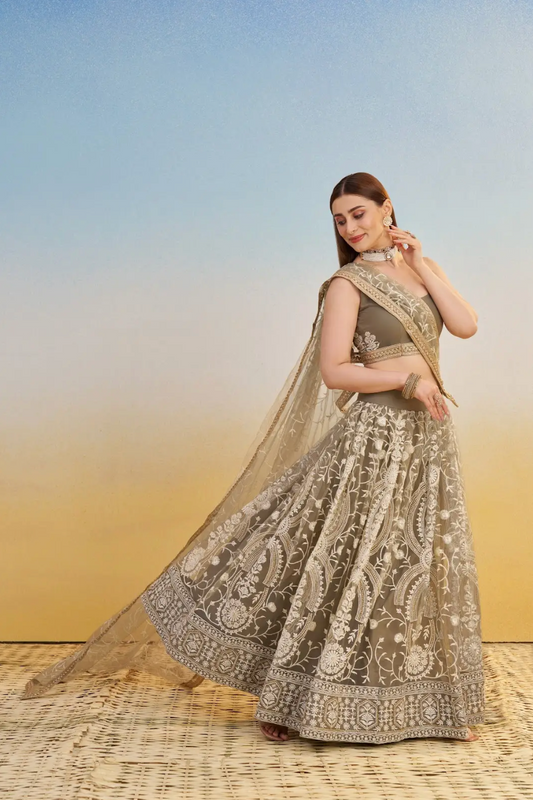 Ivory Embroidered Lehenga Choli