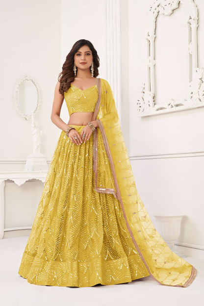 Yellow Emroidered Lehenga Choli