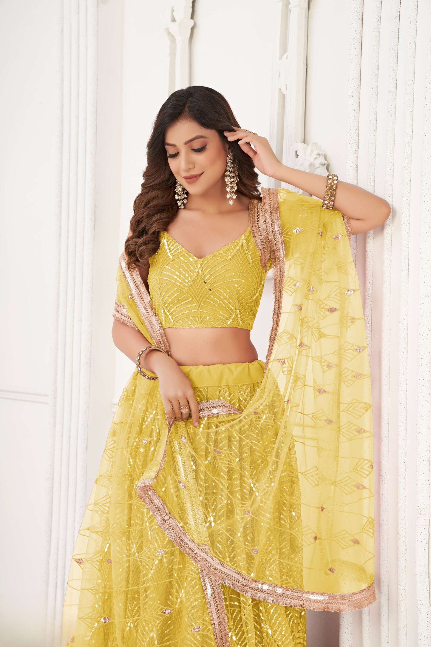 Yellow Emroidered Lehenga Choli