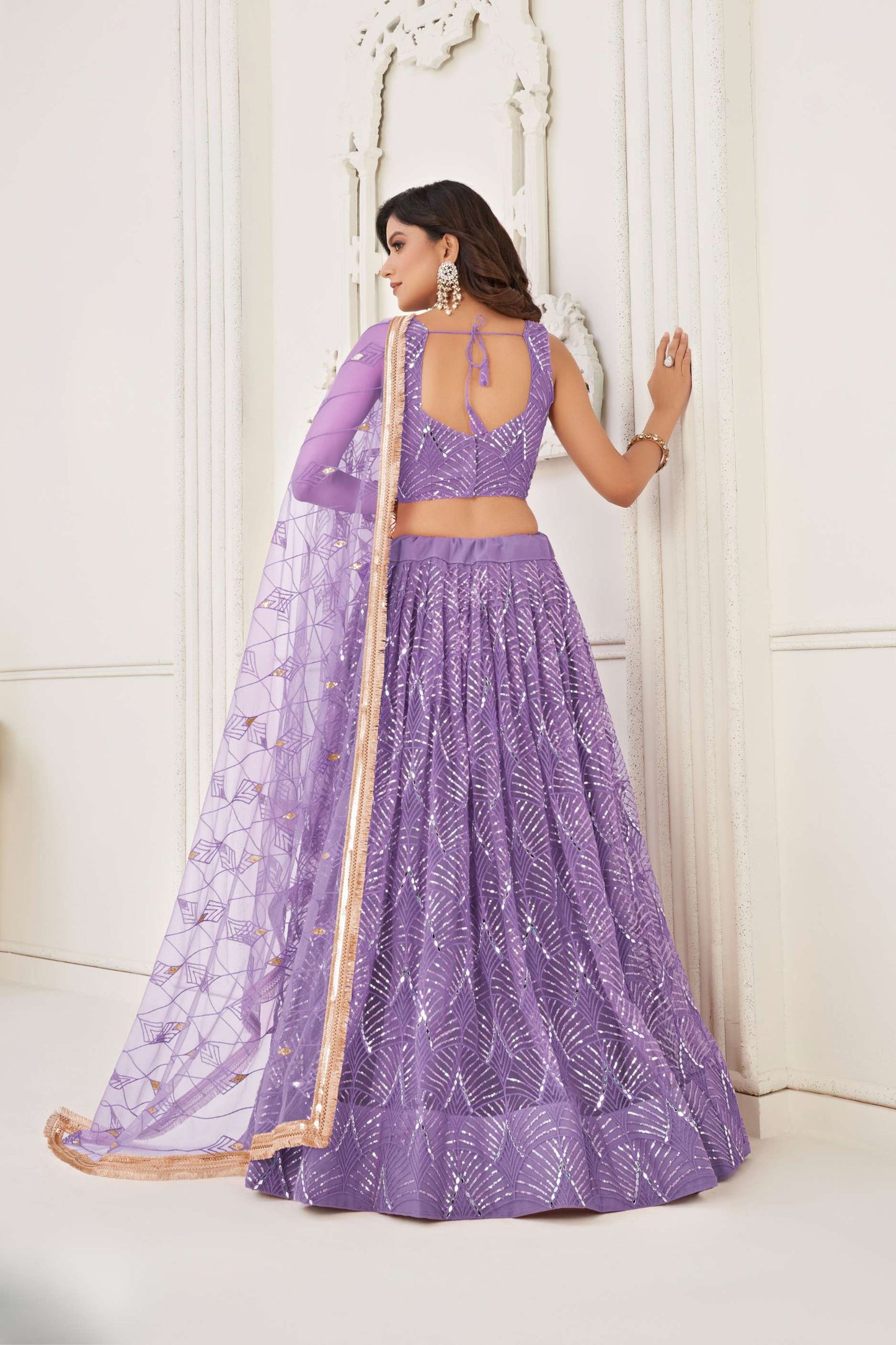 Lavender Sequins Embroidered Lehenga Choli