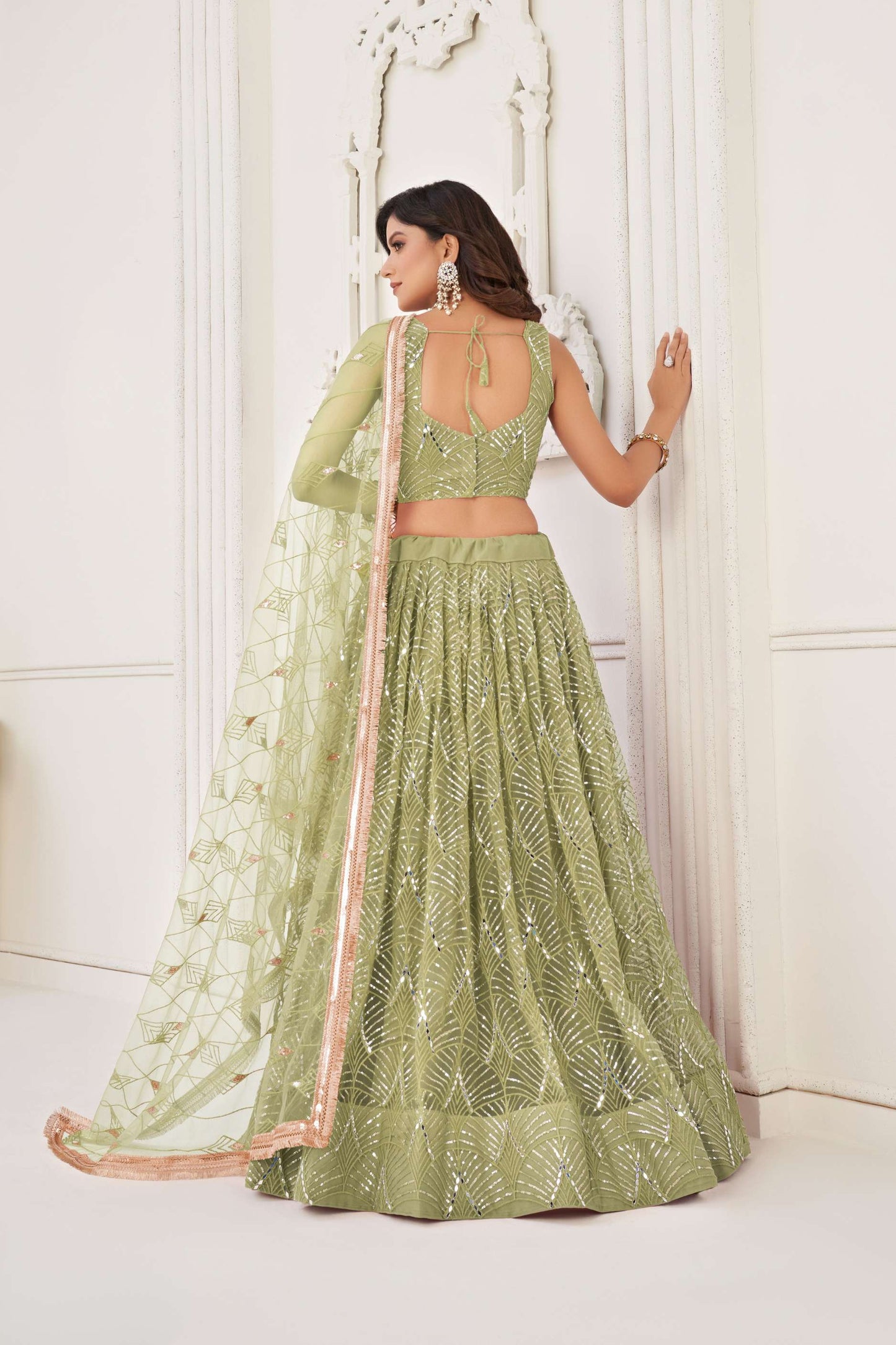Green Embroidered Lehenga Choli