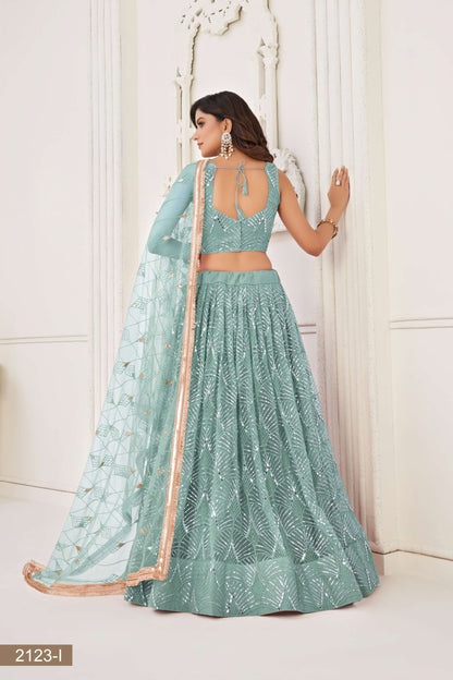 Sea Green Embroidered Lehenga Choli