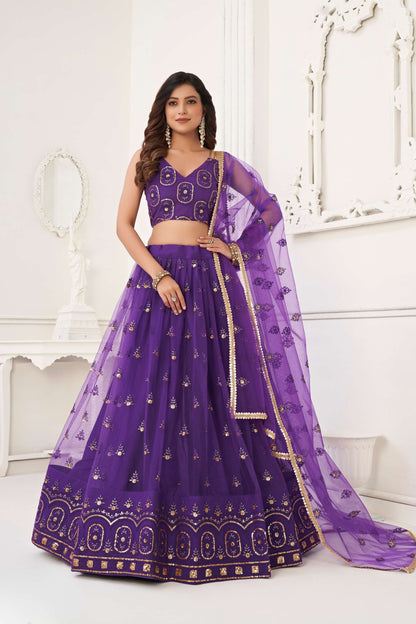 Purple Embroidered Lehenga Choli