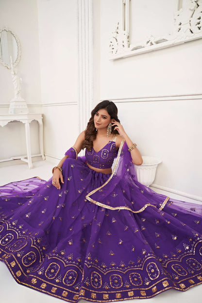 Purple Embroidered Lehenga Choli