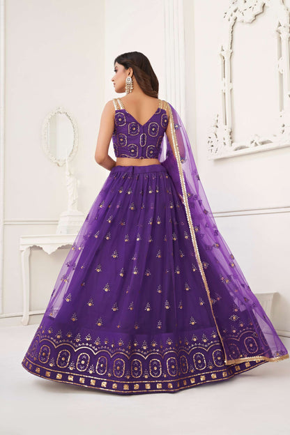 Purple Embroidered Lehenga Choli