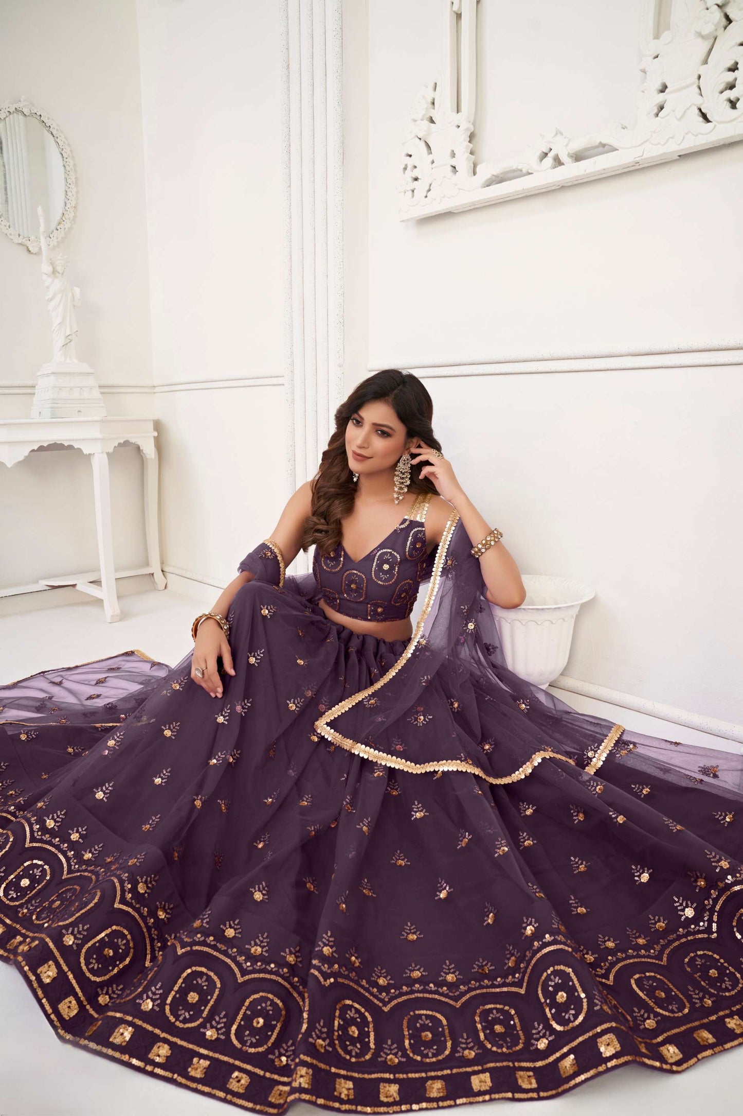Deep Purple (Wine) Embroidered Lehenga Choli