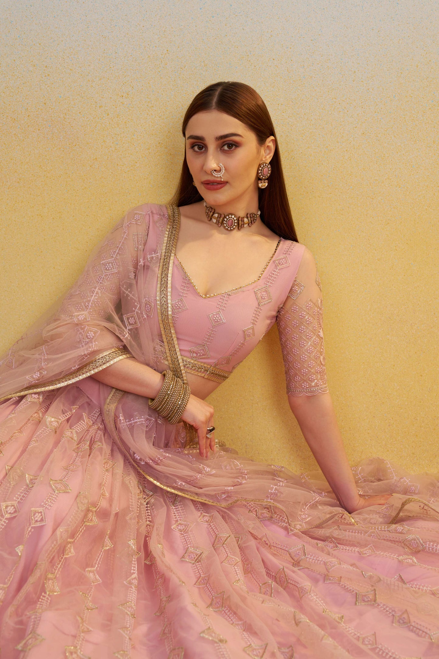 Pink Sequined Wear Lehenga Choli