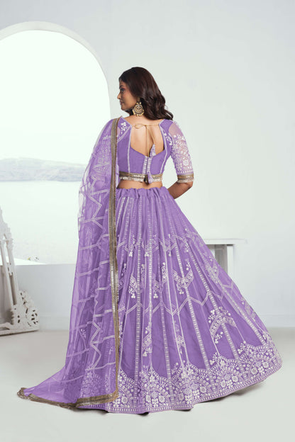 Purple Sequined Embroidered Work Lehenga Choli