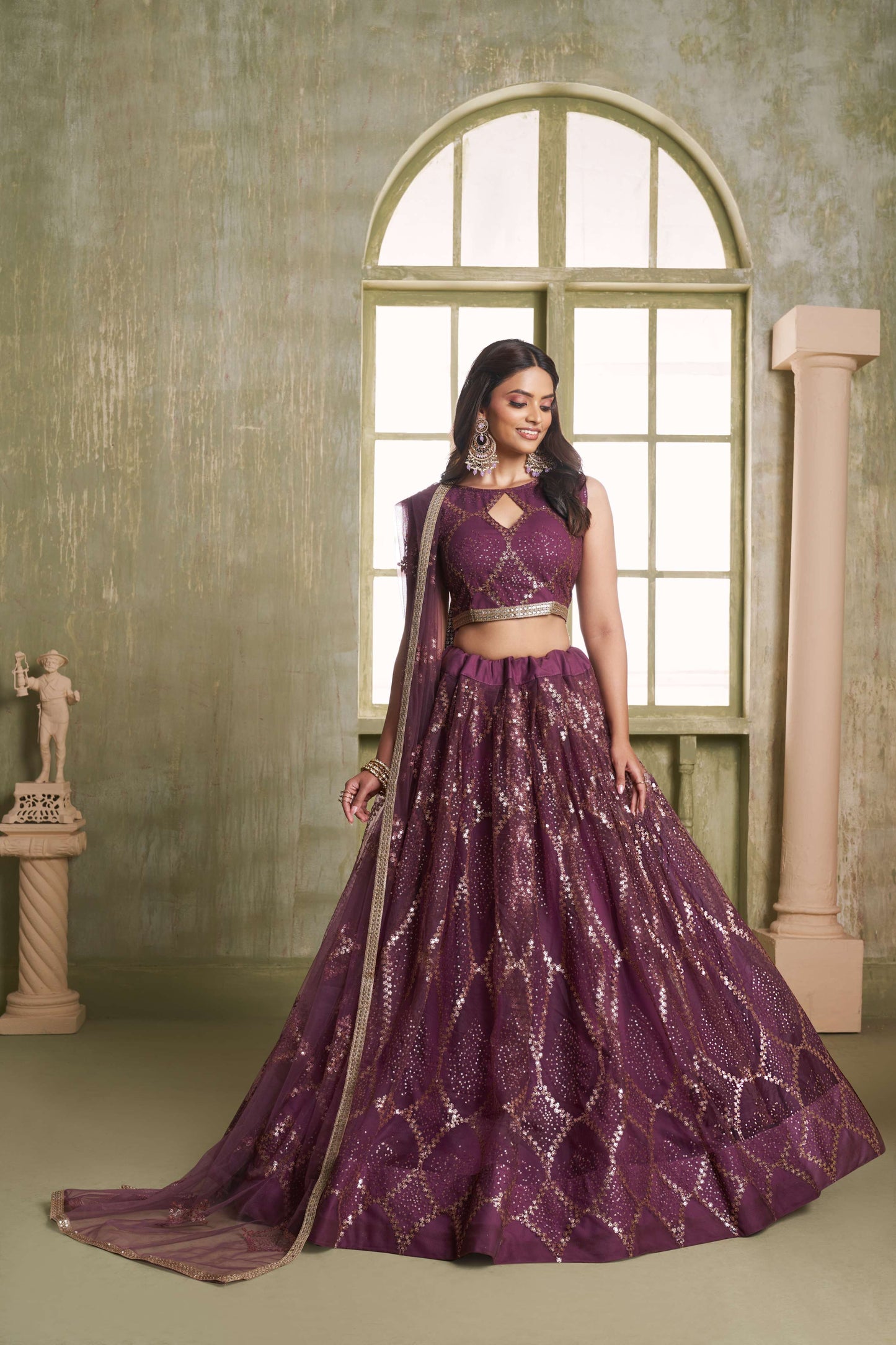 Purple (Deep Wine) Embroidered lehenga Choli