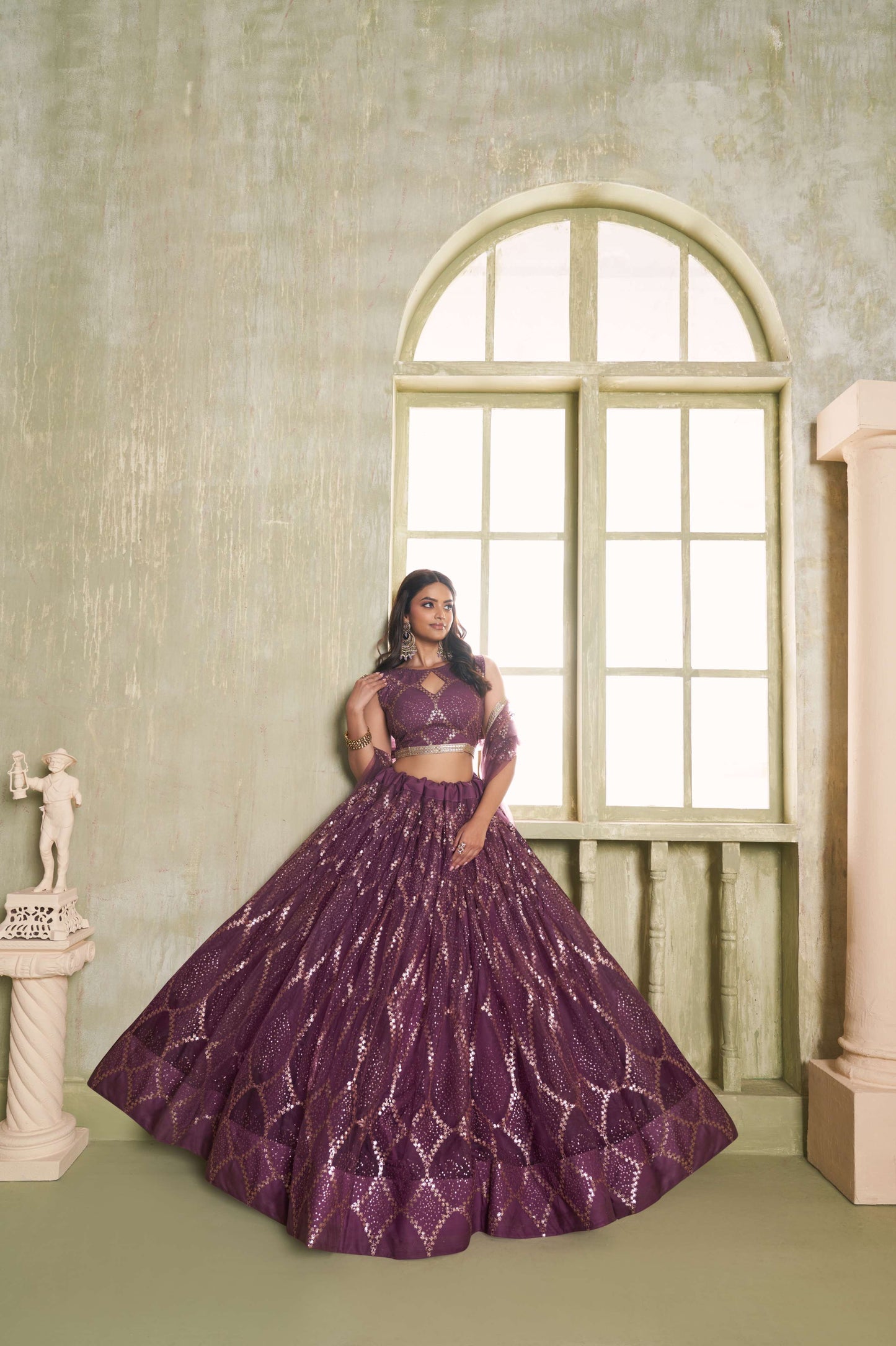 Purple (Deep Wine) Embroidered lehenga Choli