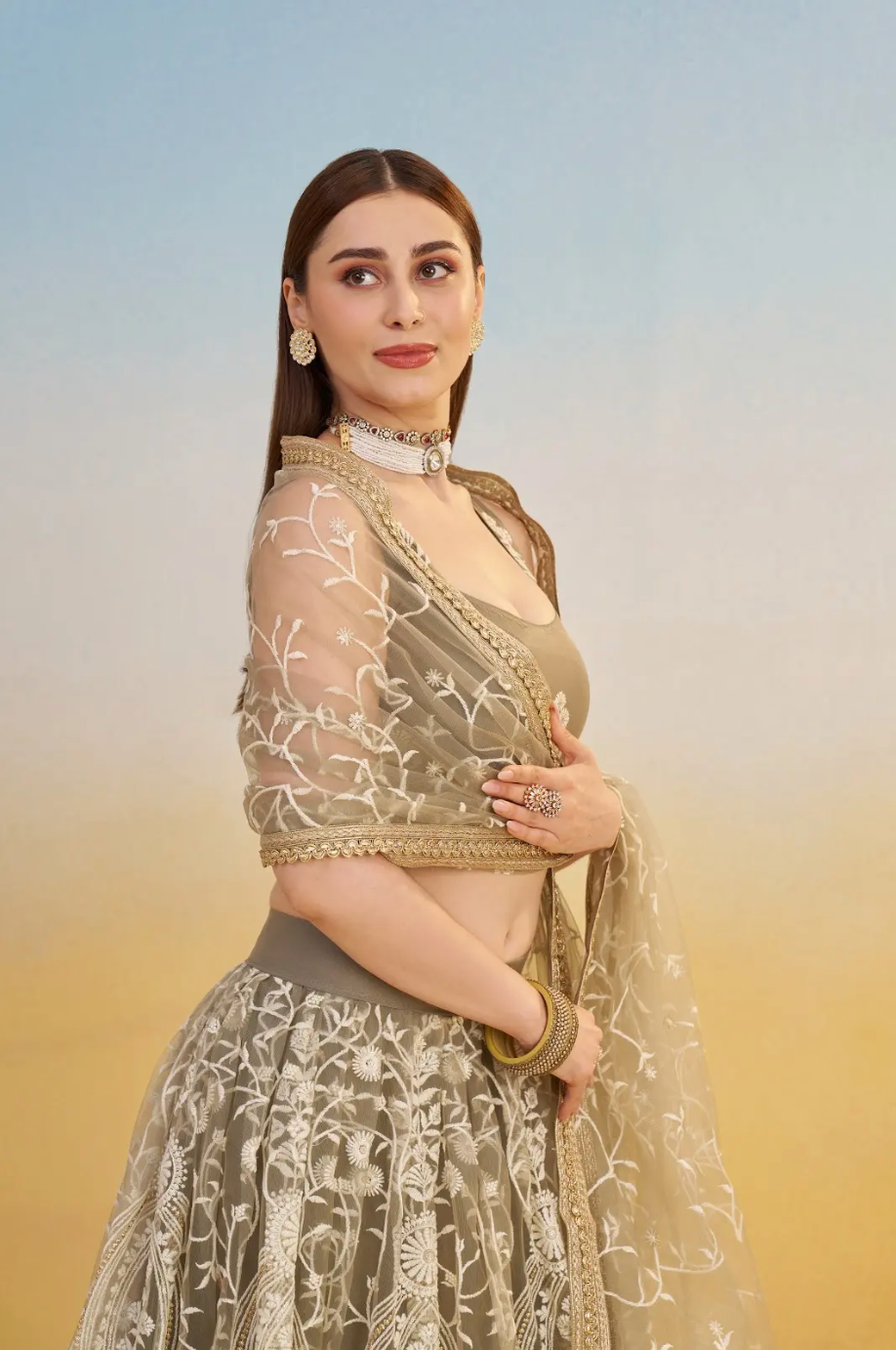 Ivory Embroidered Lehenga Choli