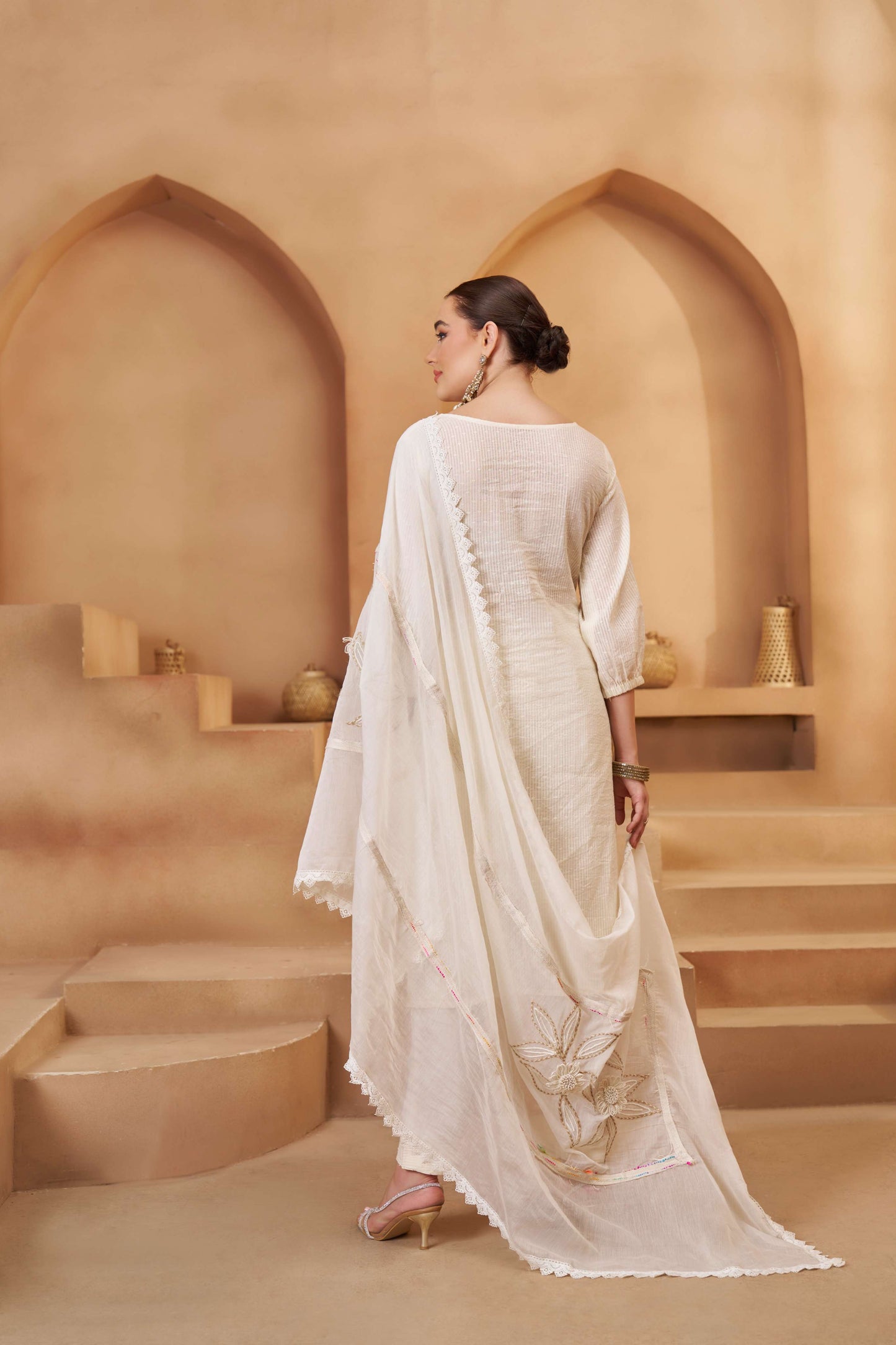 Off-White Bombay Cotton Embroidered Salwar Suit