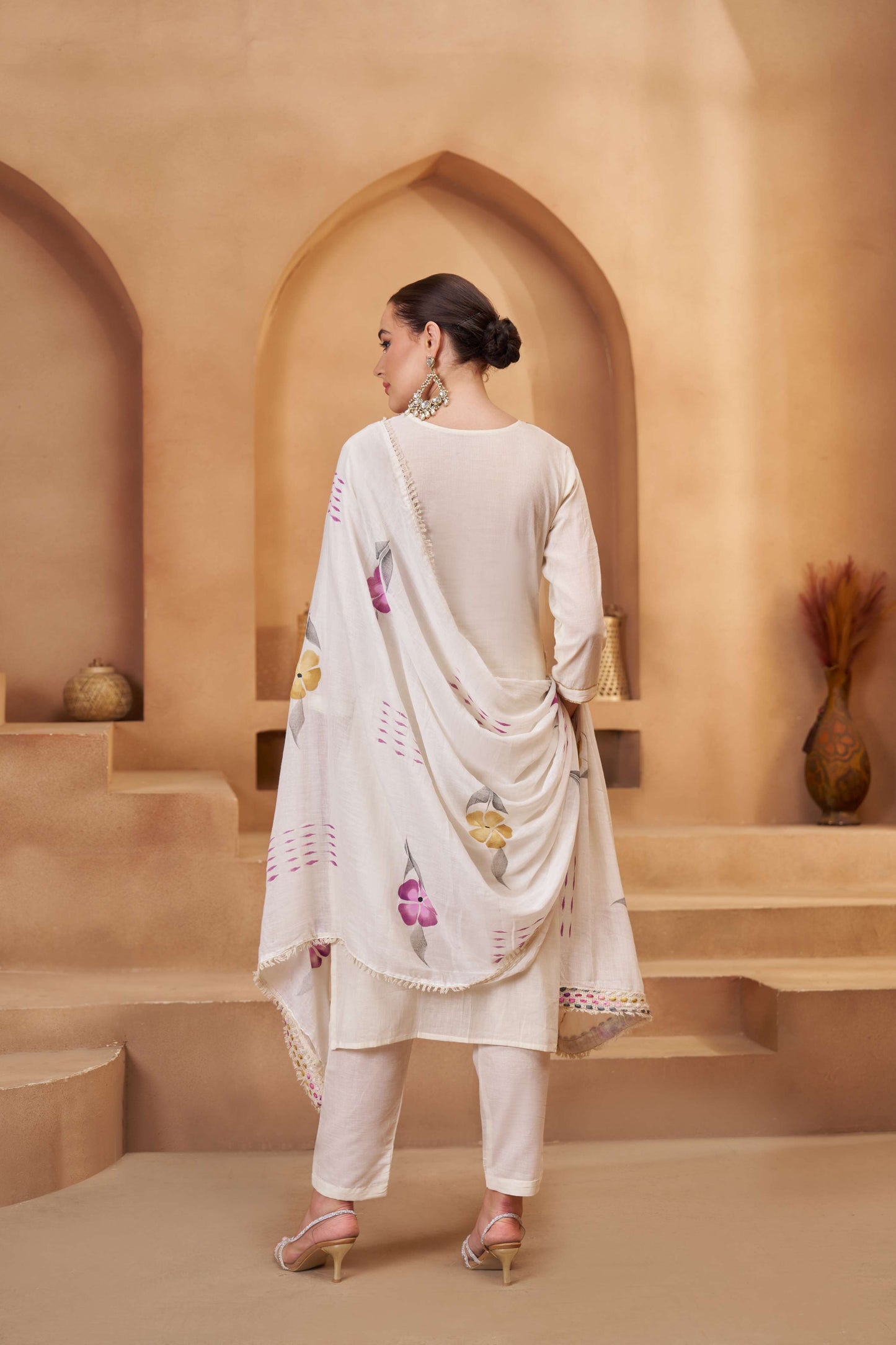Off-White Bombay Cotton Mirror Work Salwar Suit